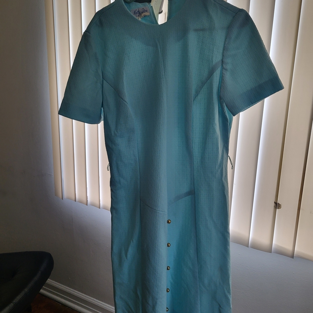 Elegant Blue Short Sleeve Midi Dress